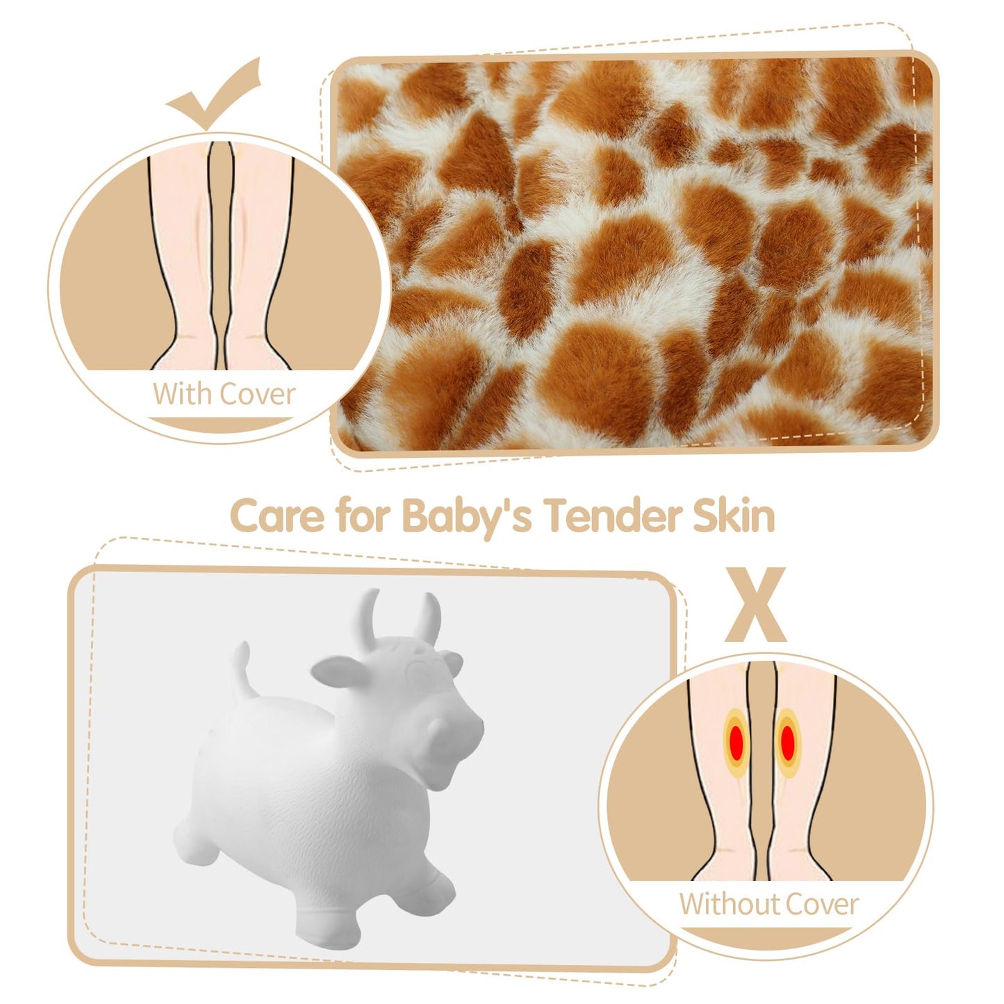 INPANY Bouncy Horse & Giraffe Hopper Toys for Toddlers – Plush Ride-On Jumping Buddies