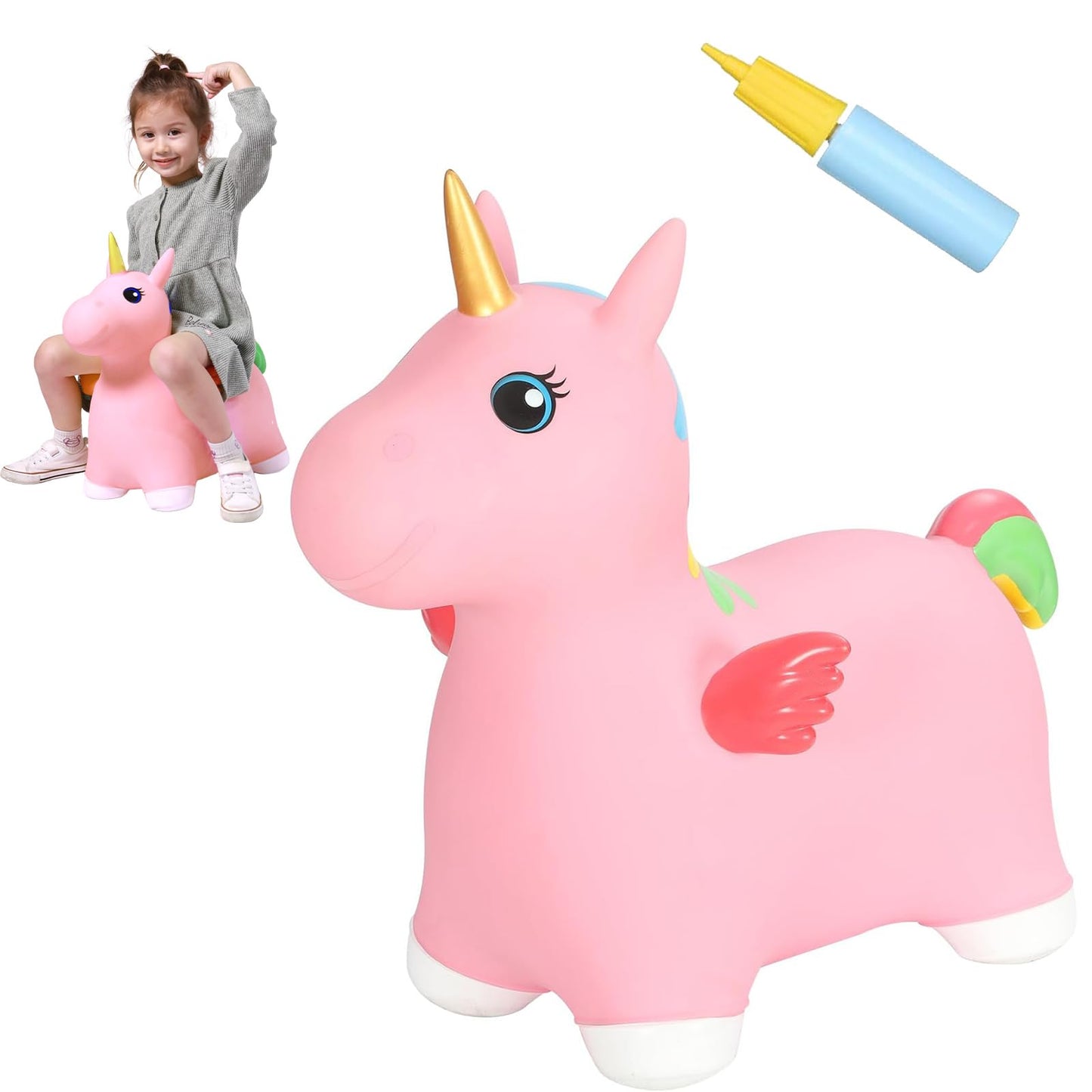 INPANY Unicorn Bouncy Horse – Toddler Ride-On Toy for Indoor & Outdoor Play