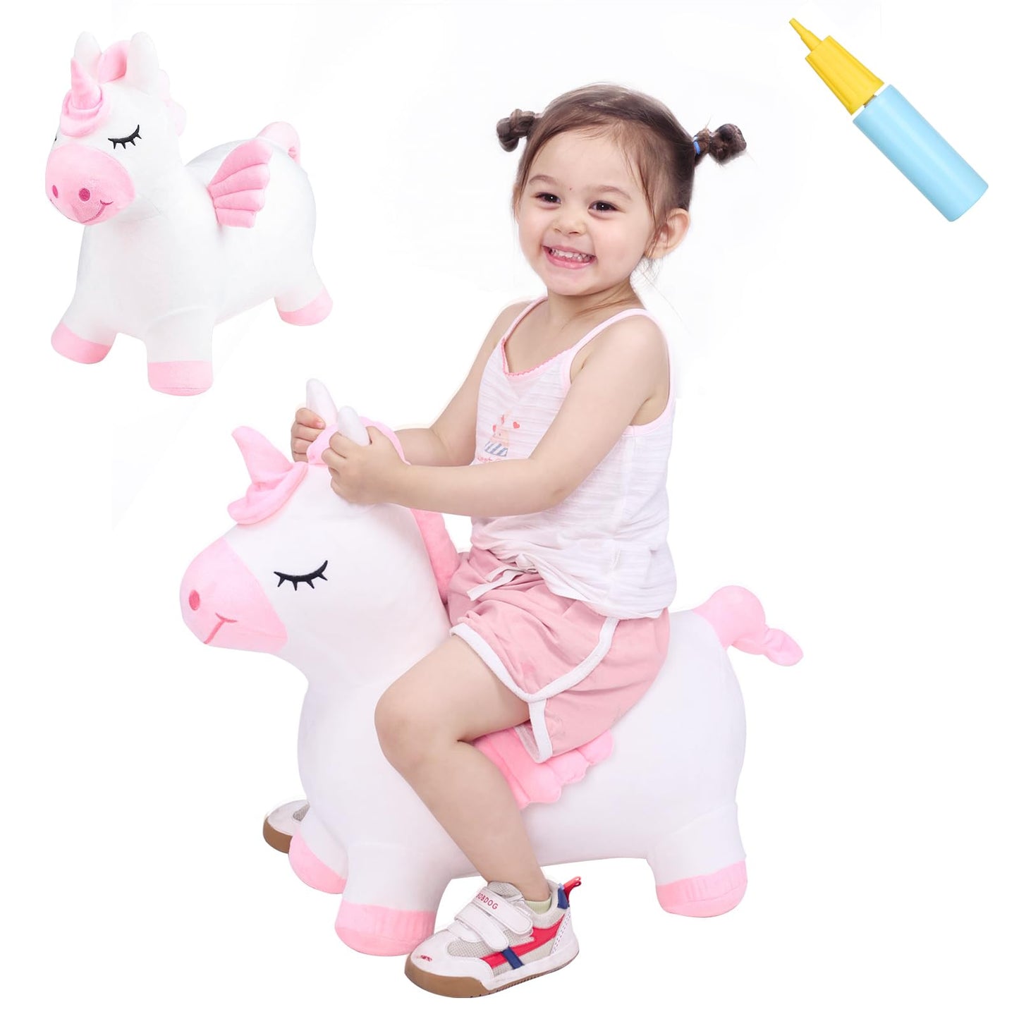 INPANY Unicorn Bouncy Horse Toy – Plush Toddler Ride-on (Indoor/Outdoor)