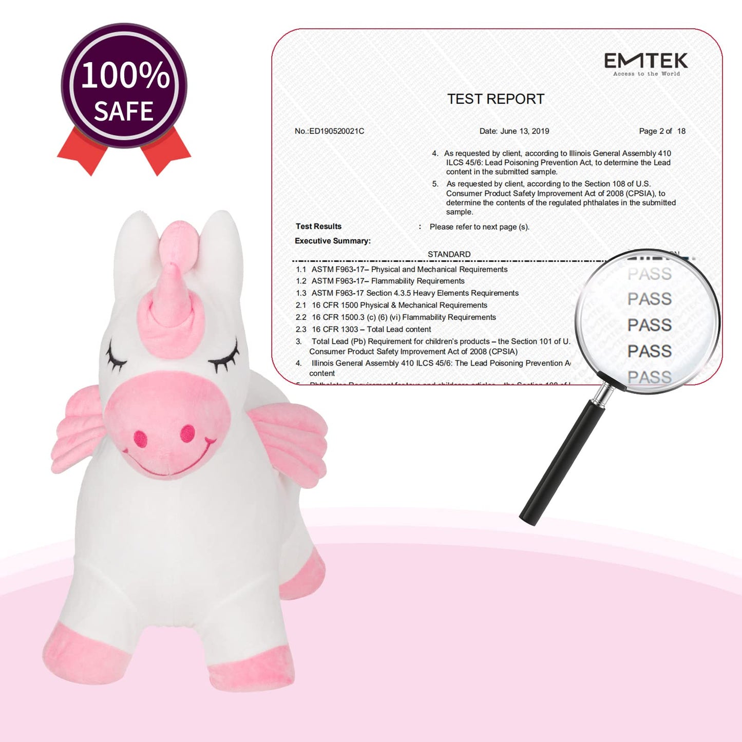 INPANY Unicorn Bouncy Horse Toy – Plush Toddler Ride-on (Indoor/Outdoor)