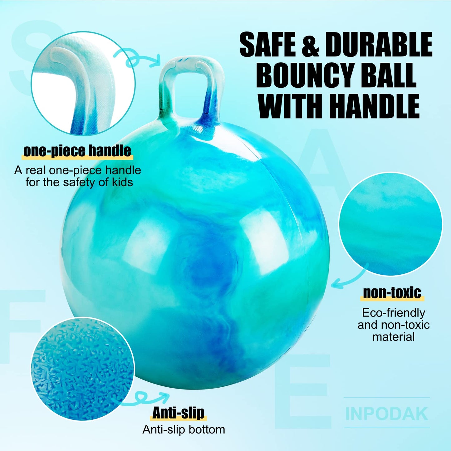 INPODAK Hopper Ball 18 Inch with Handle – Safe Jumping Toy for Kids Aged 3–6