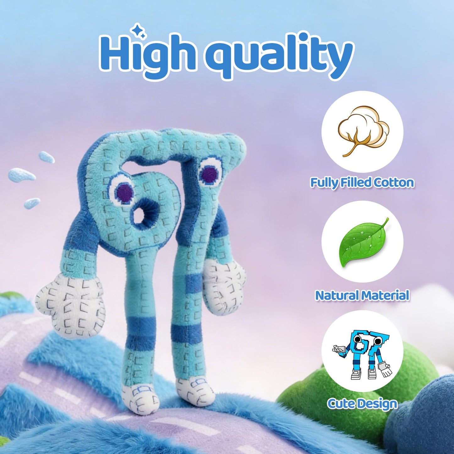 INROAN Brainrot 67 Plush Blue – 10-Inch Collectible Plush by INROAN