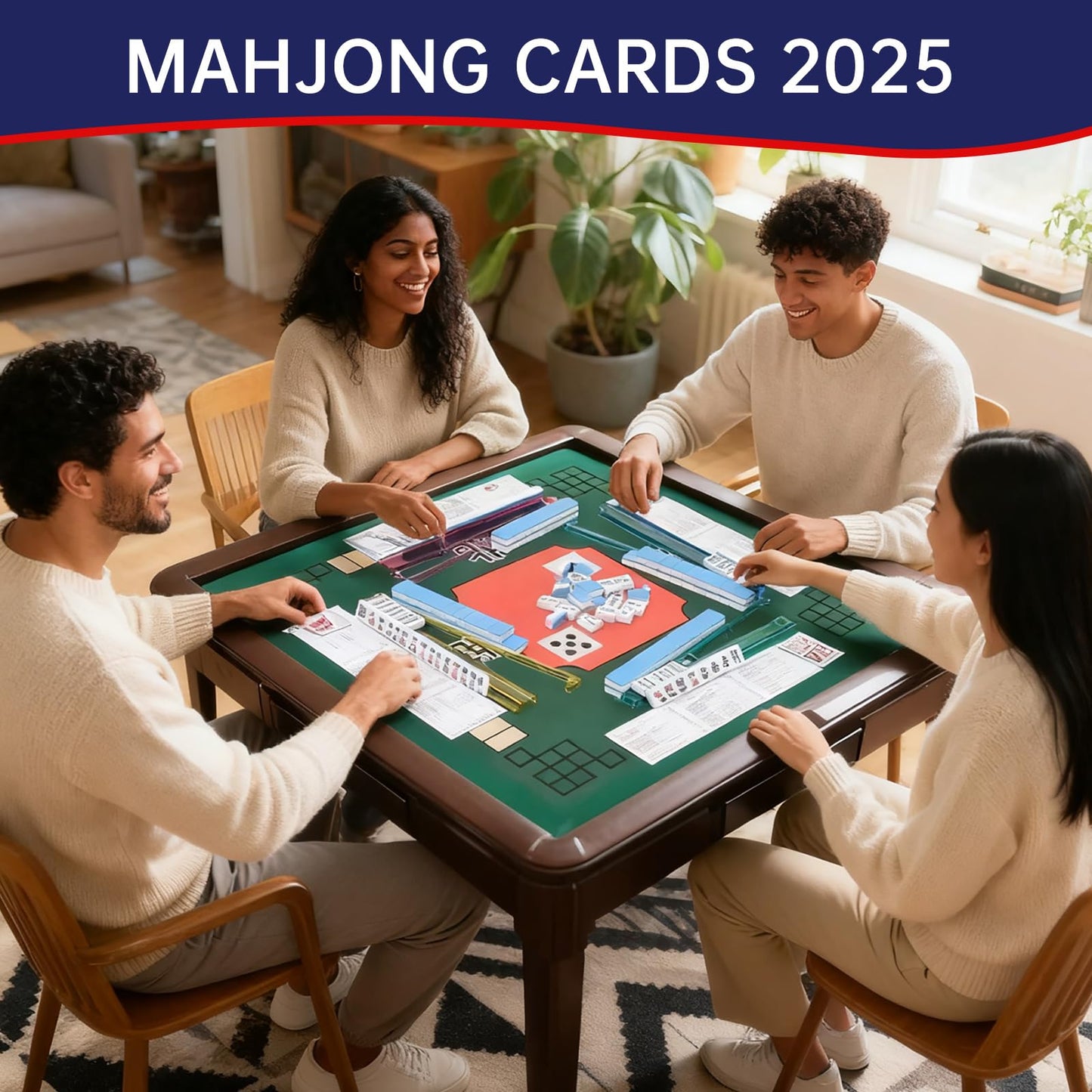 INROAN 5Pcs Mahjong Cards 2025 Official Revision – Large-Print Rule Guide
