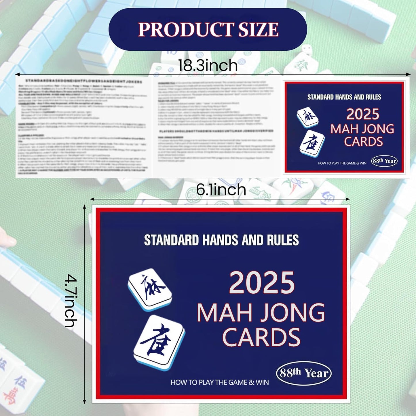 INROAN 5Pcs Mahjong Cards 2025 Official Revision – Large-Print Rule Guide