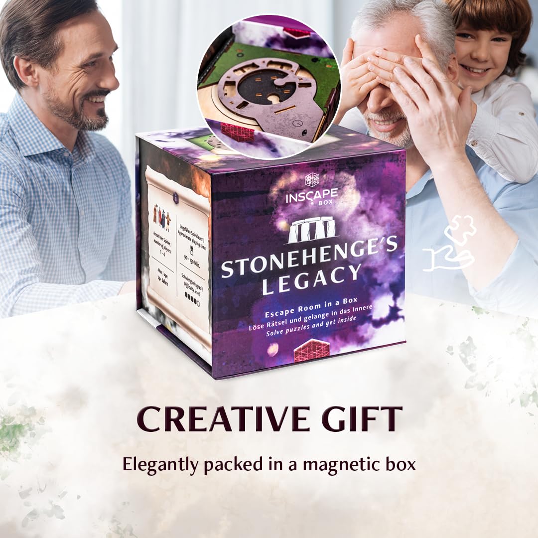 INSCAPE Cluebox Stonehenge Legacy – Interactive Wooden Escape Room Puzzle Box for Adults