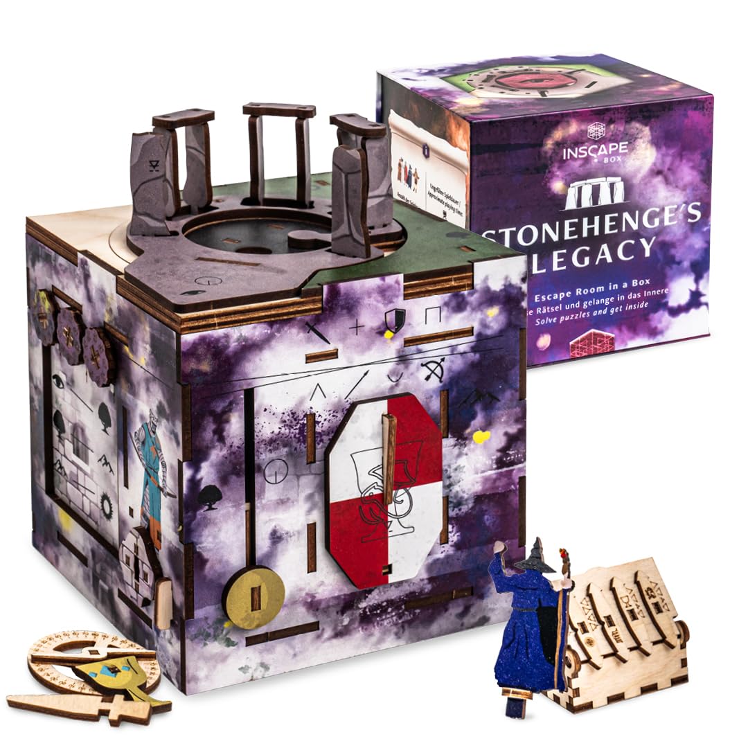INSCAPE Cluebox Stonehenge Legacy – Interactive Wooden Escape Room Puzzle Box for Adults