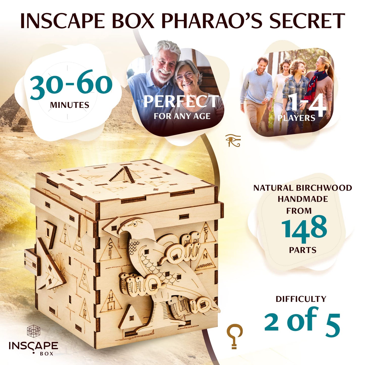 INSCAPE Pharaoh's Secret Puzzle Box – Escape Room in a Box for Adults | Hidden Compartments