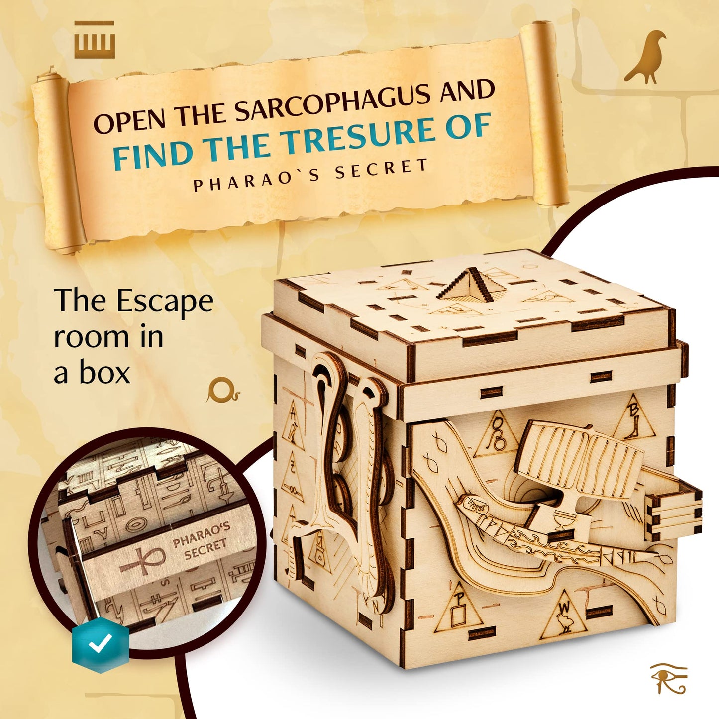 INSCAPE Pharaoh's Secret Puzzle Box – Escape Room in a Box for Adults | Hidden Compartments