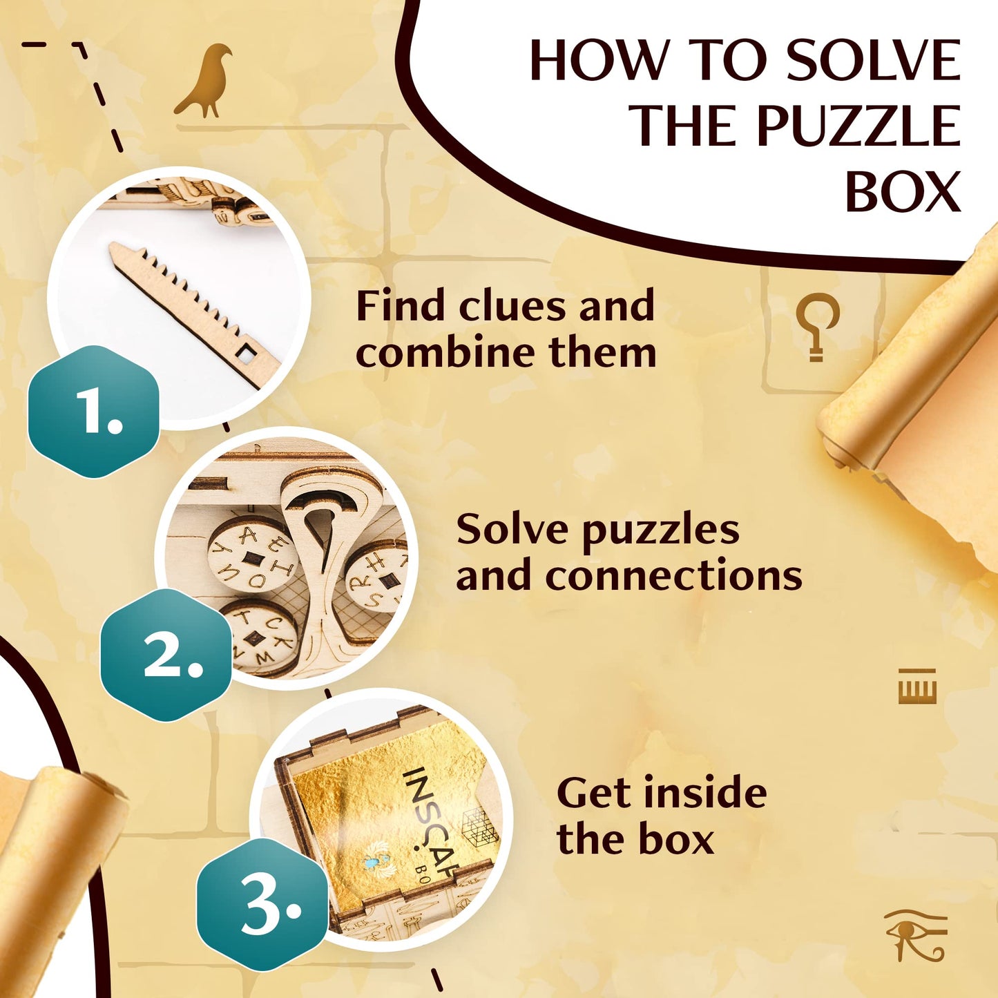 INSCAPE Pharaoh's Secret Puzzle Box – Escape Room in a Box for Adults | Hidden Compartments
