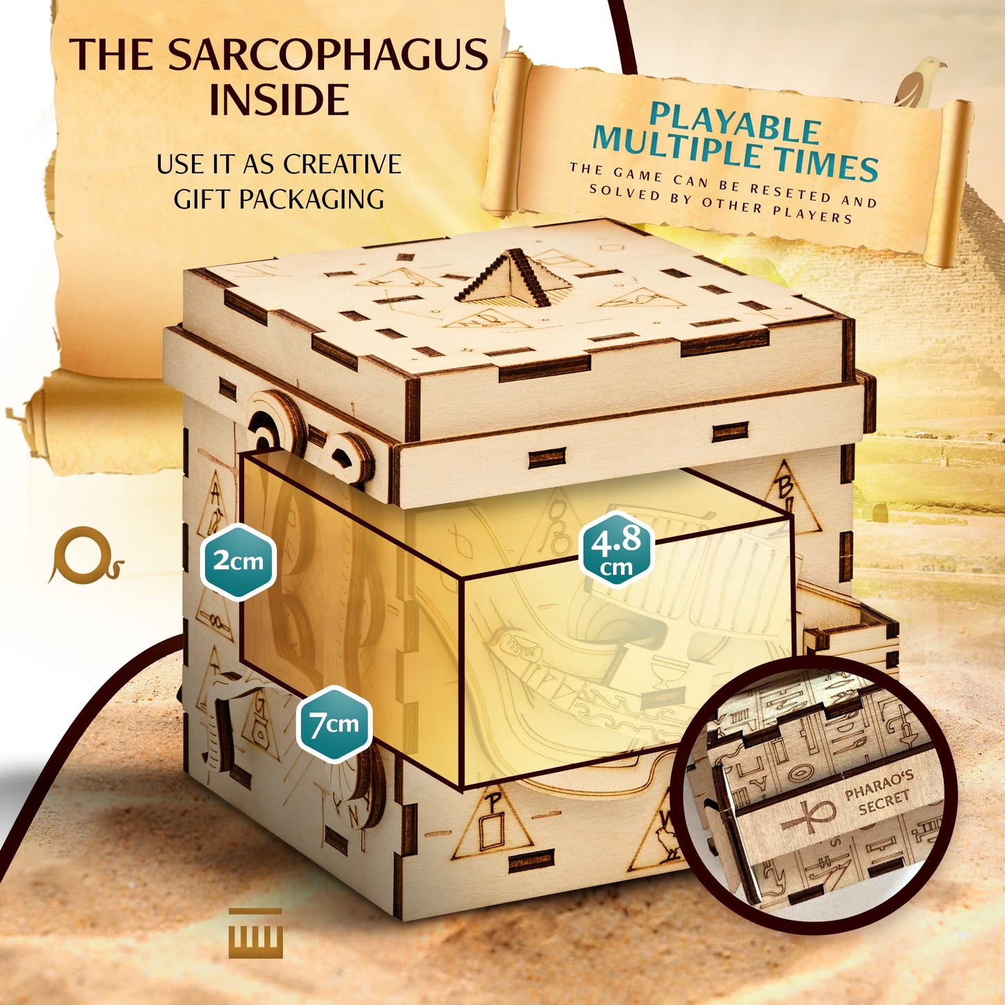 INSCAPE Pharaoh's Secret Puzzle Box – Escape Room in a Box for Adults | Hidden Compartments