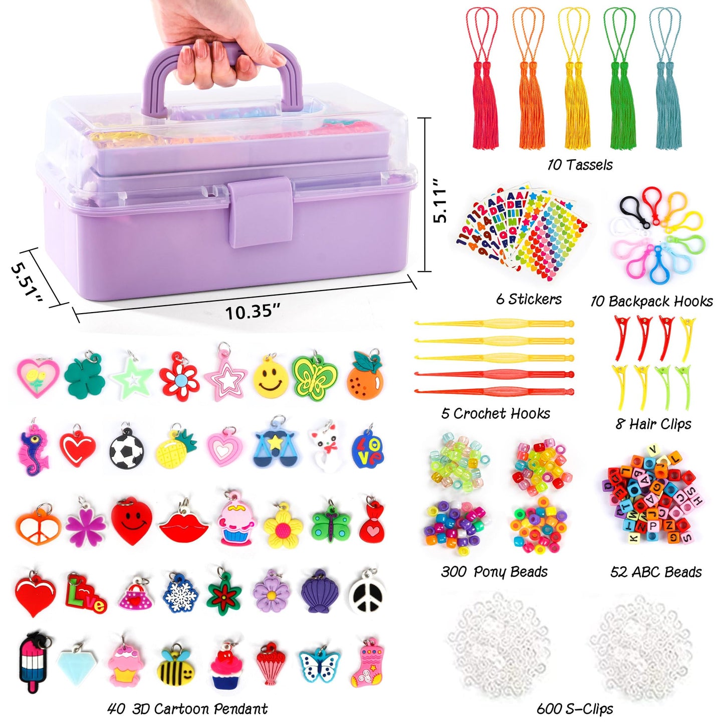 INSCRAFT 17500+ Rubber Loom Bands Kit – 28 Colors, 600 S-Clips, 352 Beads, 40 Pendants