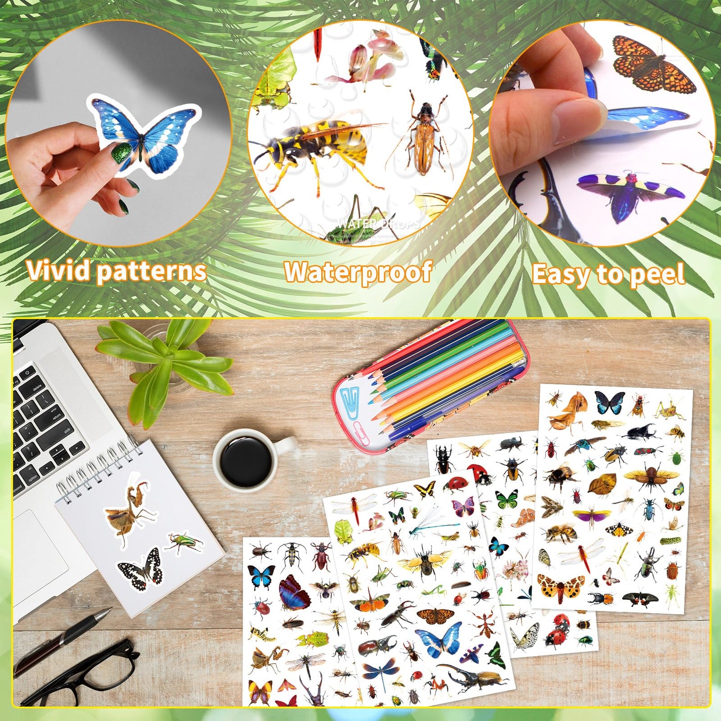 Insect Animals Stickers Pack – 840 Count for Scrapbooks, Planners & Gifts
