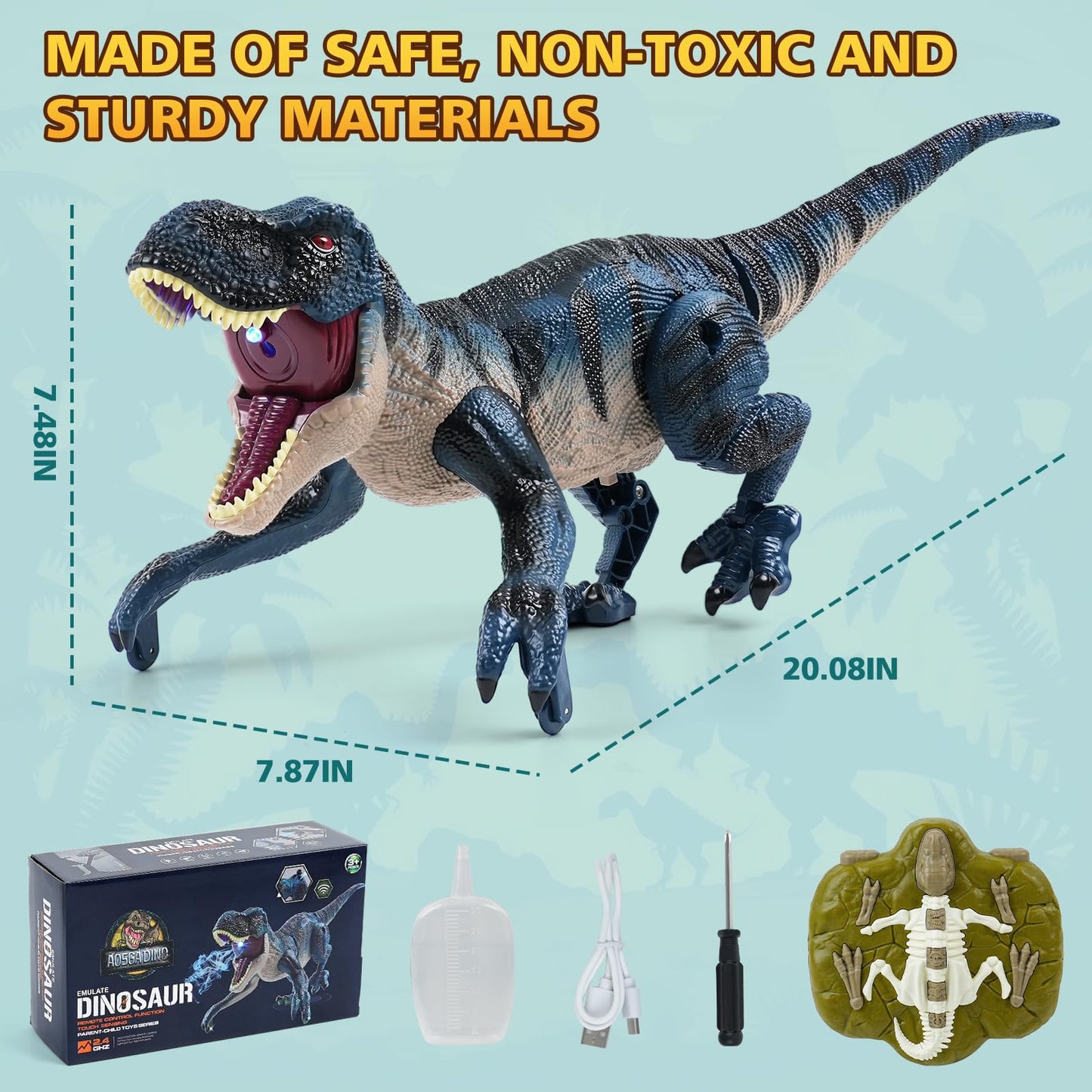 INSFUN 2.4GHz Remote Control Walking Dinosaur Toy – Interactive Dino with Roaring, Lights & Mist Spray