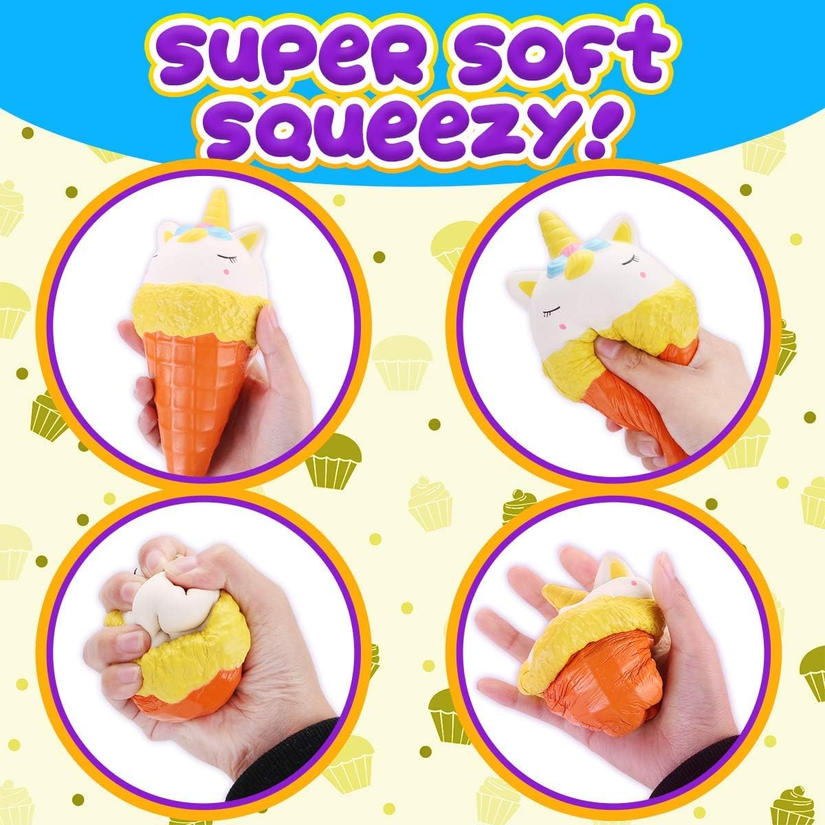 Insnug Sensory Dessert Squishies – Jumbo DIY Squishies for Kids 4-10 (Unicorn, Ice Cream, Donut) + Painting Kit
