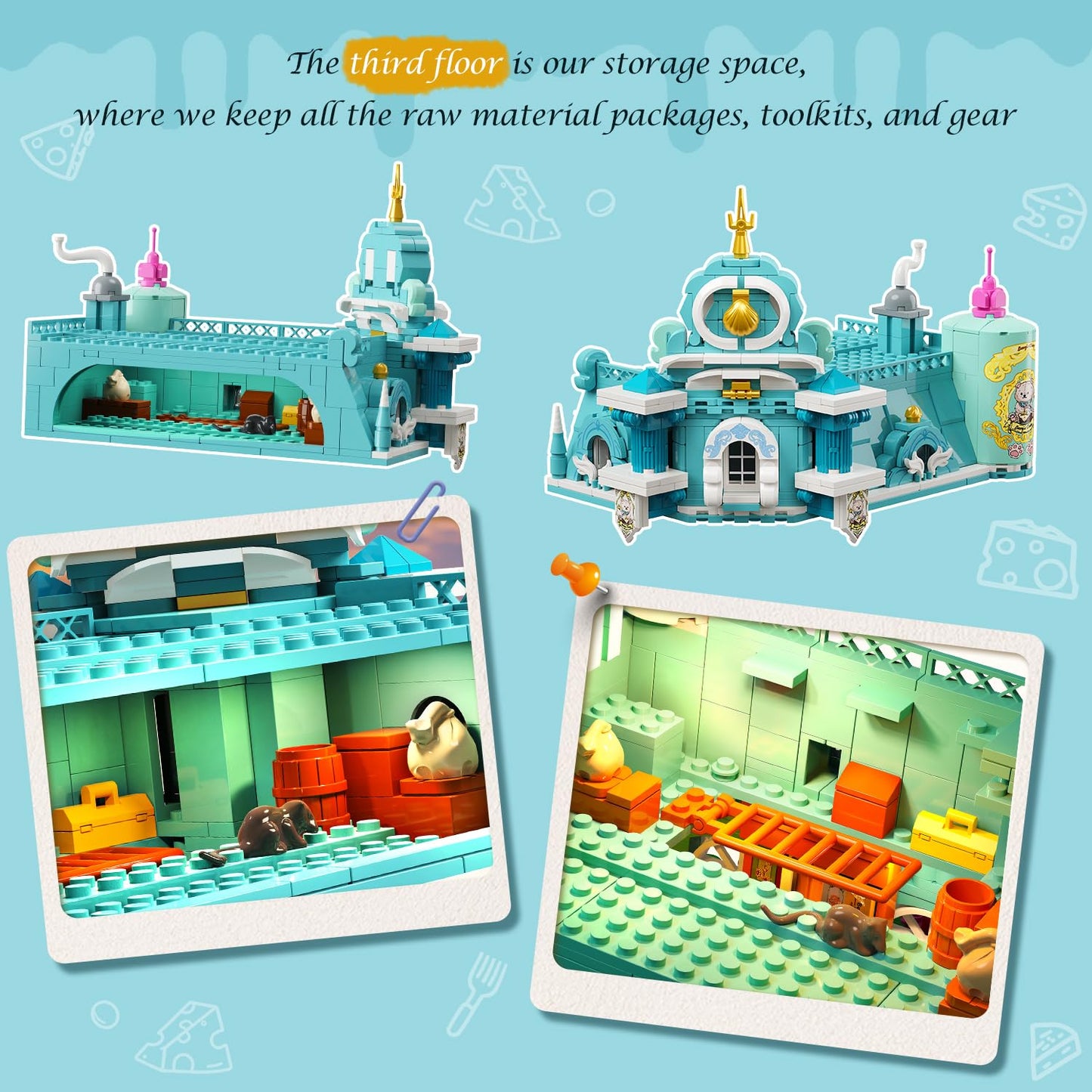 INSOON Castle Dairy Bakery Store Building Set with Light – 1,689 PCS City Dairy House Model Kit