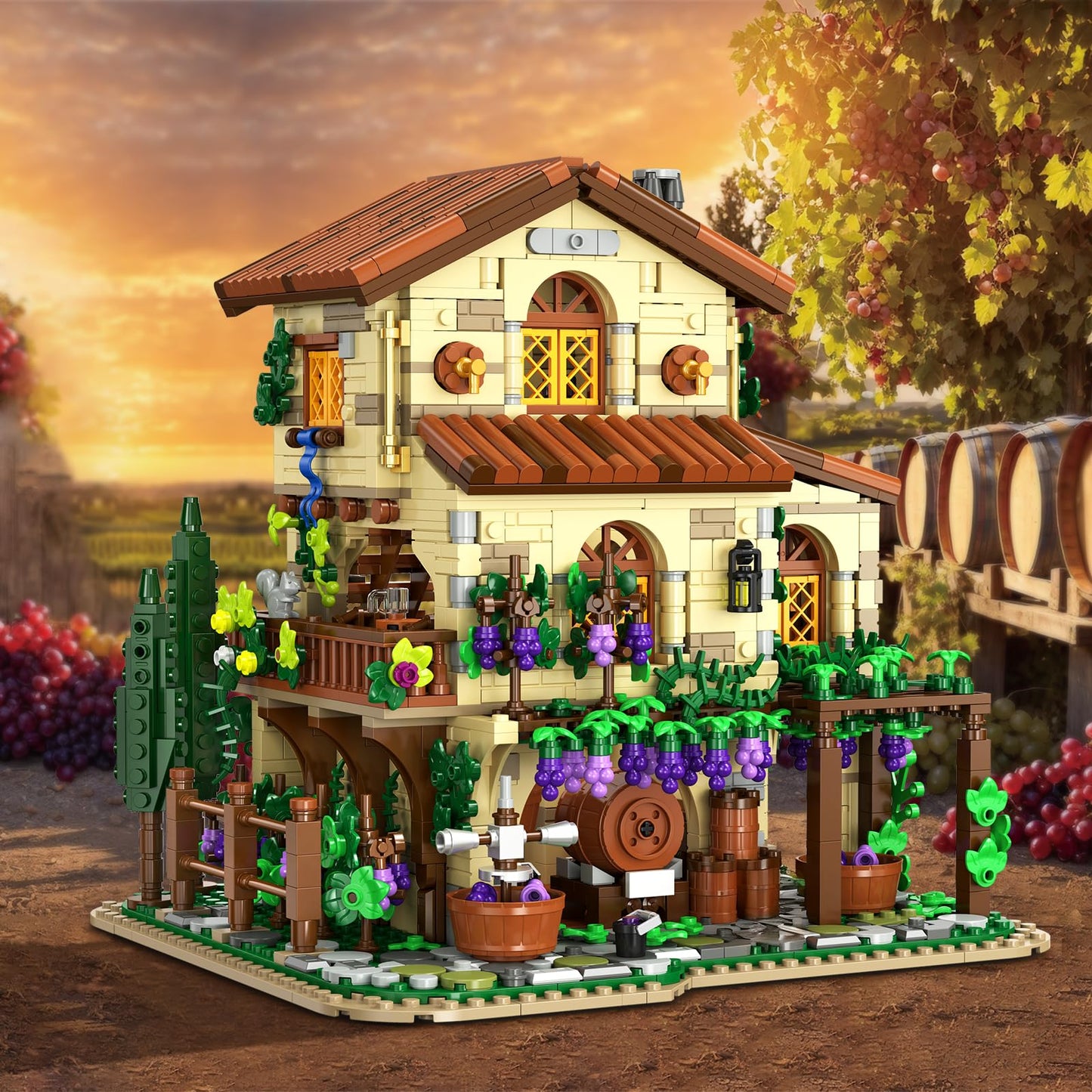 INSOON Winery Chateau House Building Kit with Lights – 1826 Pieces