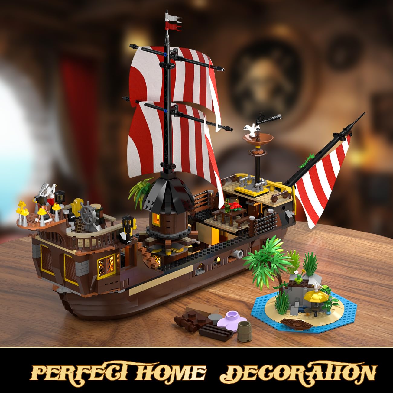 INSOON Pirate Shipwreck House 2-in-1 Building Set with LED Light (1854 pcs)