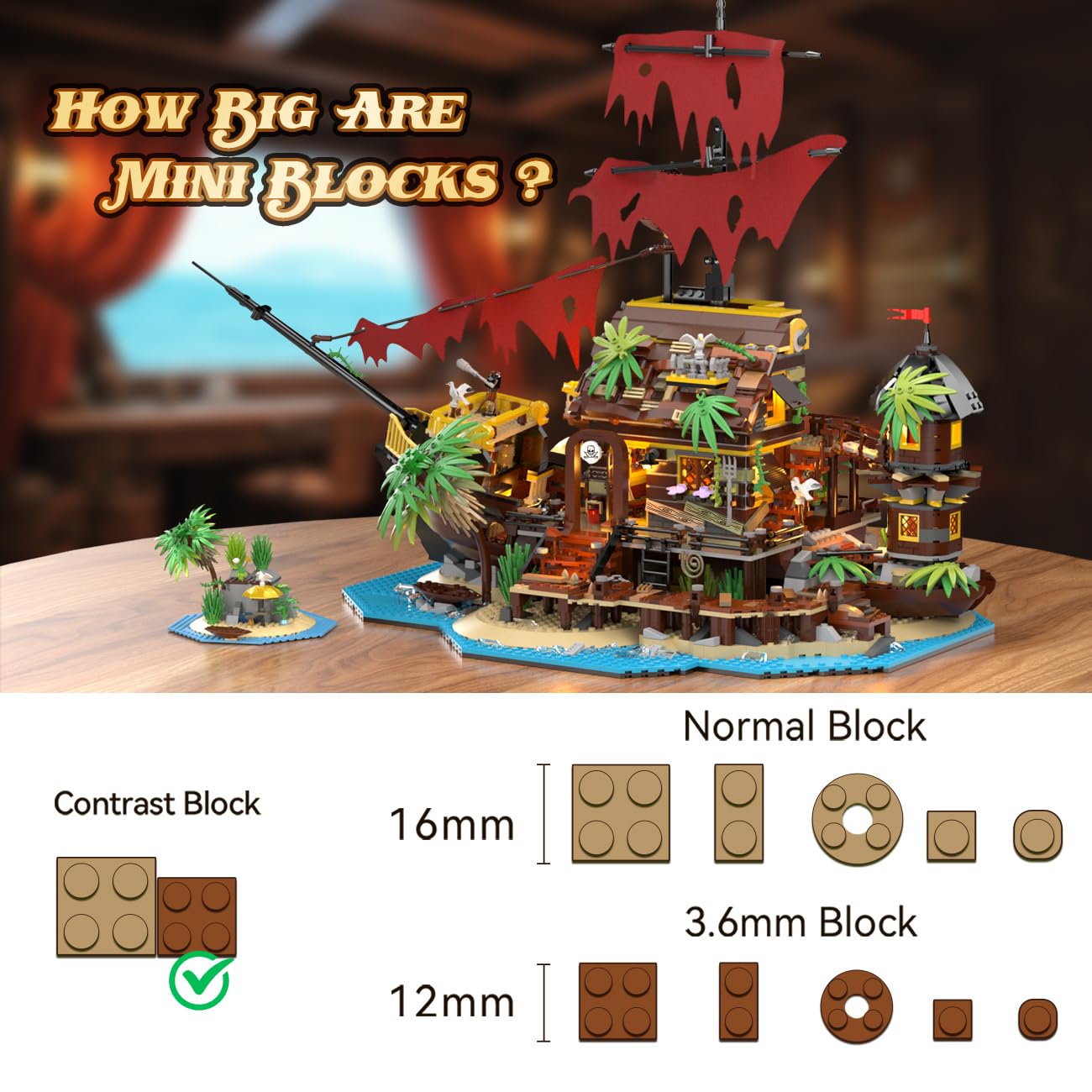 INSOON Pirate Shipwreck House 2-in-1 Building Set with LED Light (1854 pcs)