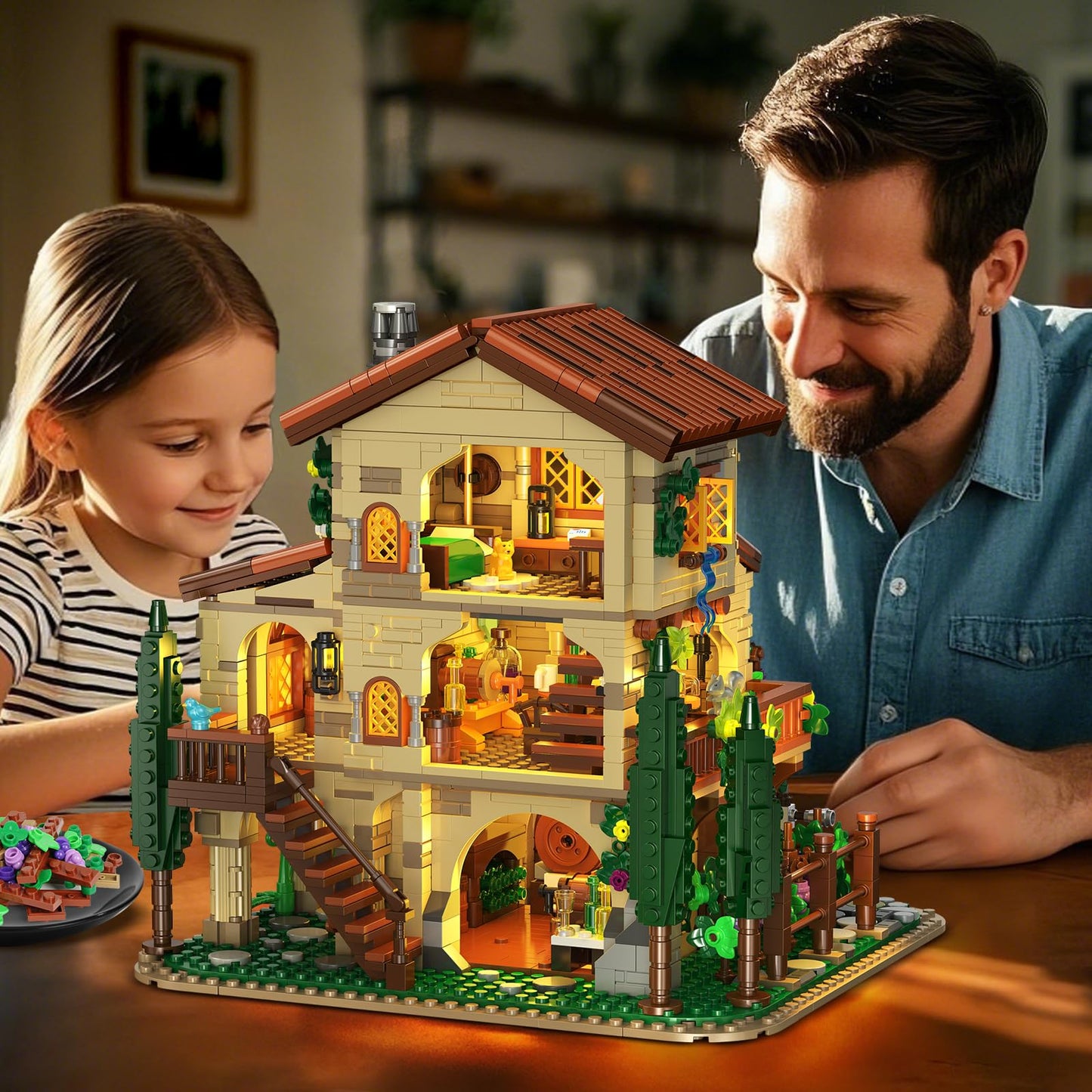 INSOON Winery Chateau House Building Kit with Lights – 1826 Pieces