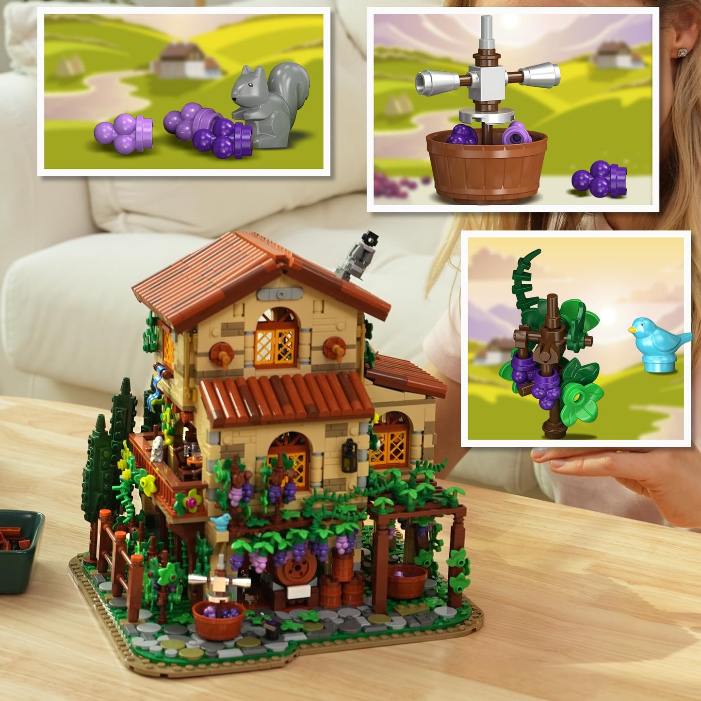 INSOON Winery Chateau House Building Kit with Lights – 1826 Pieces