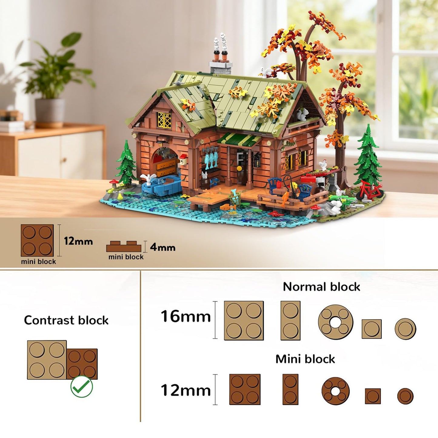 INSOON Overwater Cabin Mini Building Set with Light – 2,423 Pieces, Forest Lake House