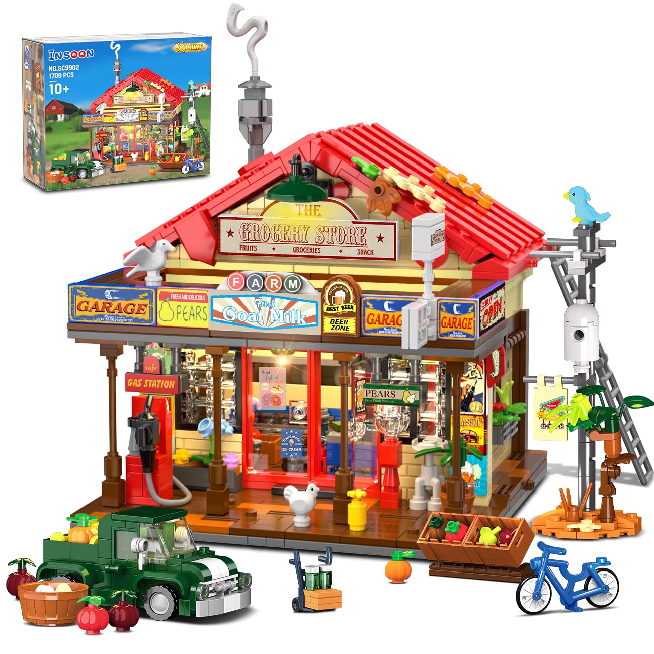 INSOON Country General Store Building Set – 1709 Pcs with LED Lighting