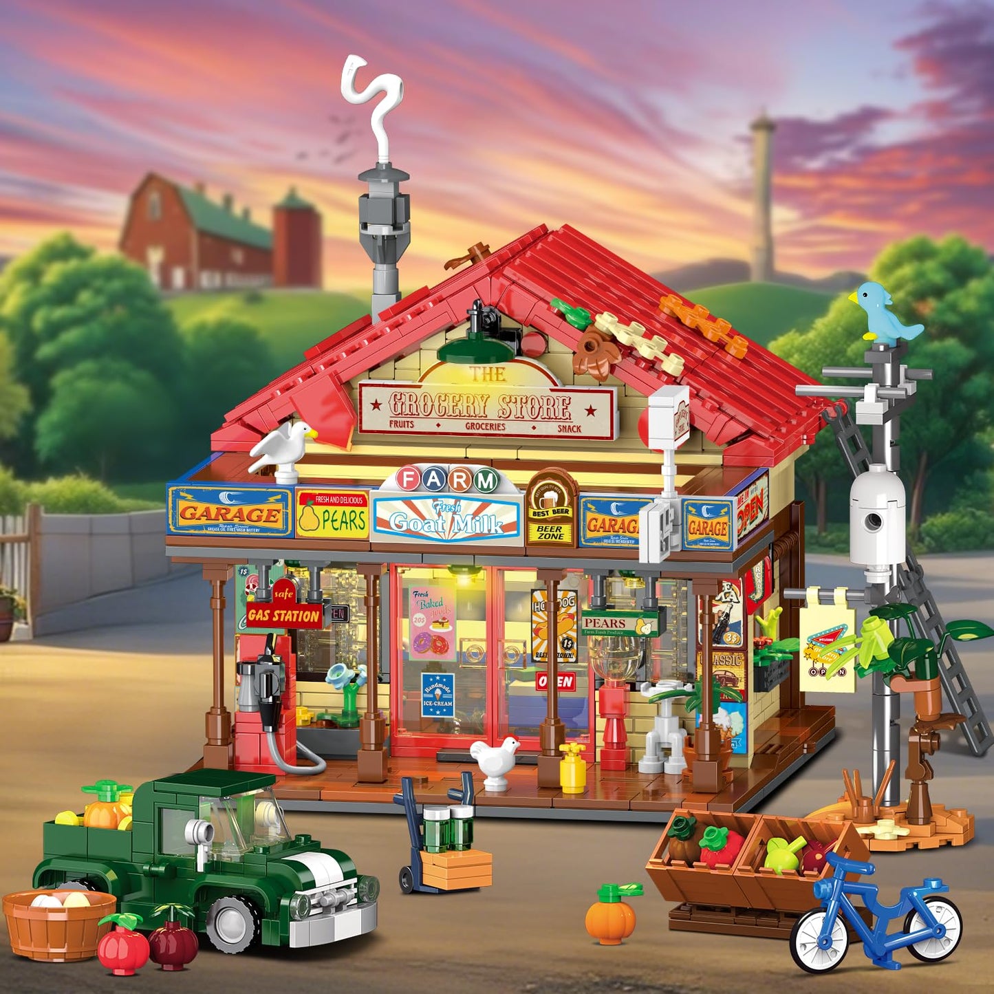 INSOON Country General Store Building Set – 1709 Pcs with LED Lighting