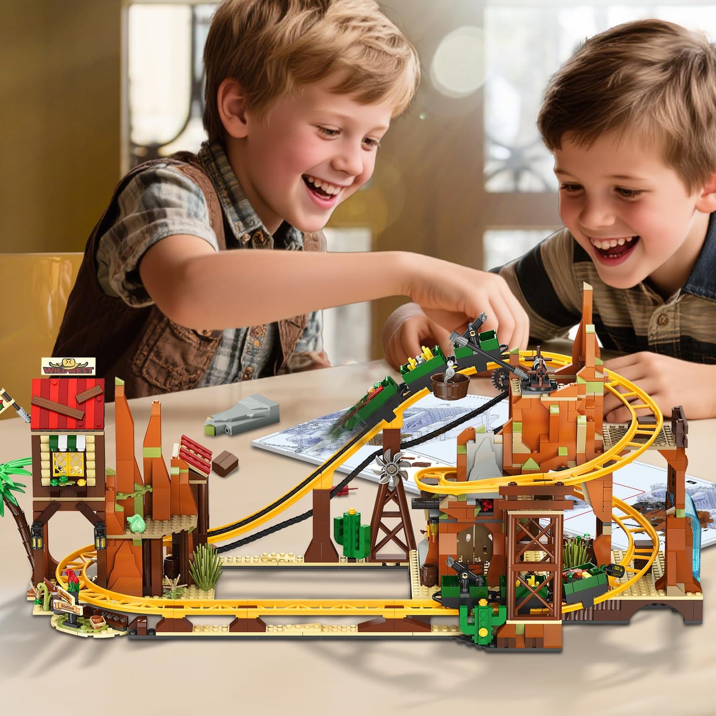 INSOON Western Roller Coaster Building Set — 1270-Piece Mine Train Kit for Adults, Teens & Kids