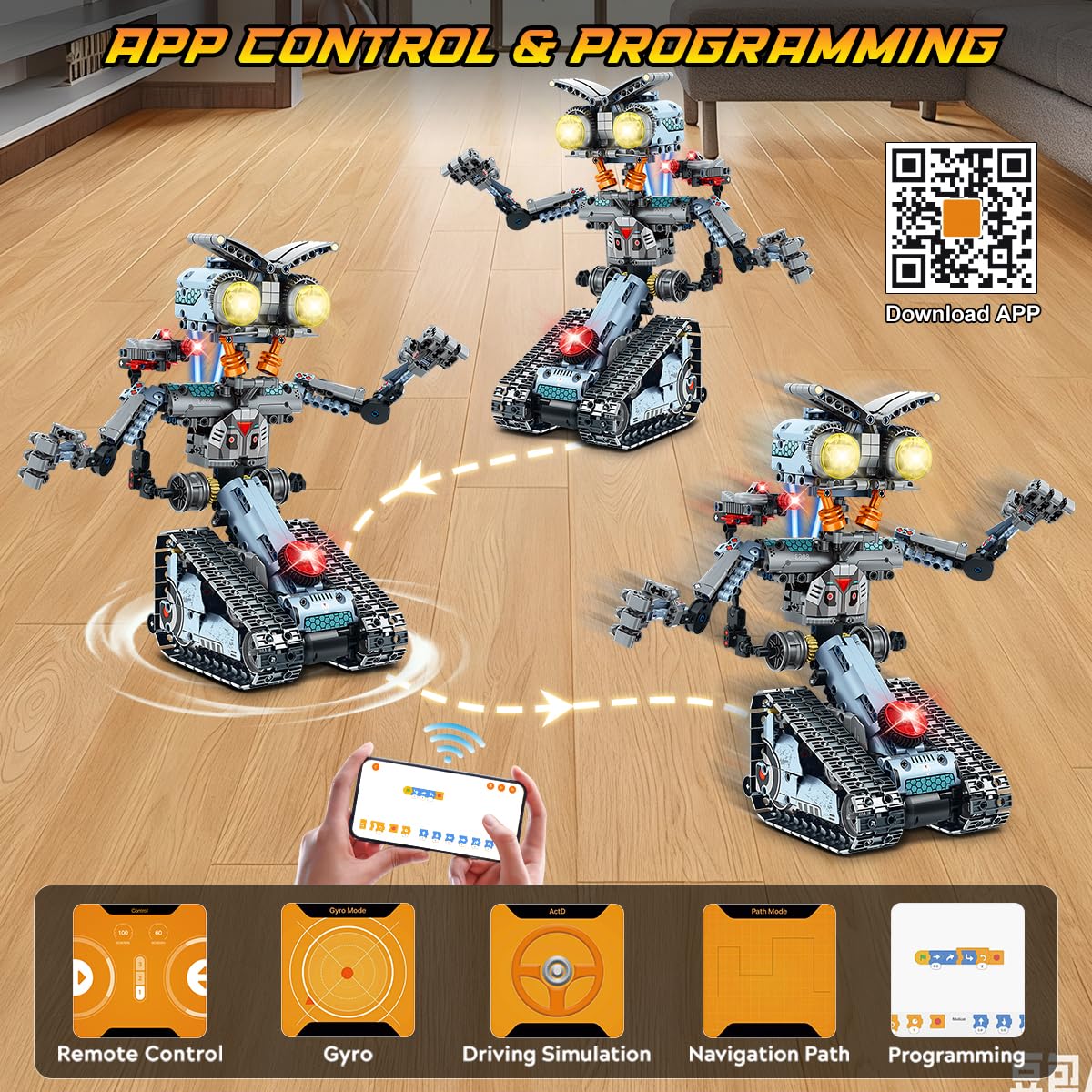 INSOON 5-in-1 Robot Building Toy with Lights – App & Remote, 795 PCS