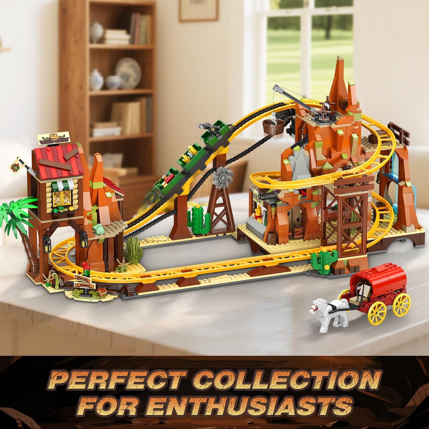 INSOON Western Roller Coaster Building Set — 1270-Piece Mine Train Kit for Adults, Teens & Kids