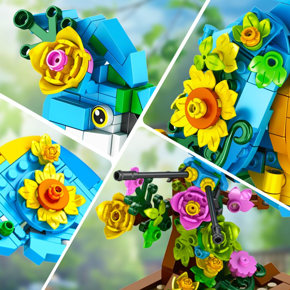 INSOON 3 in 1 Flower Animal Building Set — Parrot, Butterfly & Kitten (412 pcs)