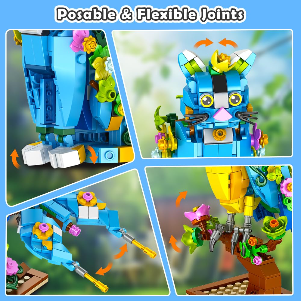 INSOON 3 in 1 Flower Animal Building Set — Parrot, Butterfly & Kitten (412 pcs)