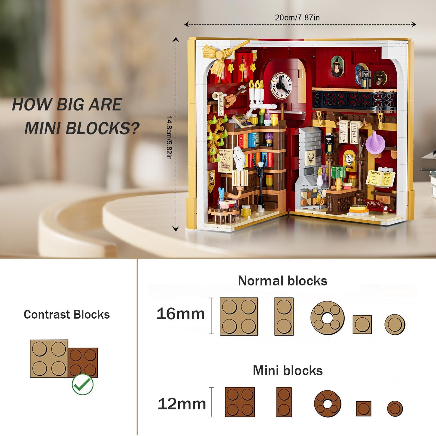 INSOON Magic Booknook Building Set with LED Light — 1015-Piece Miniature Bookend Kit