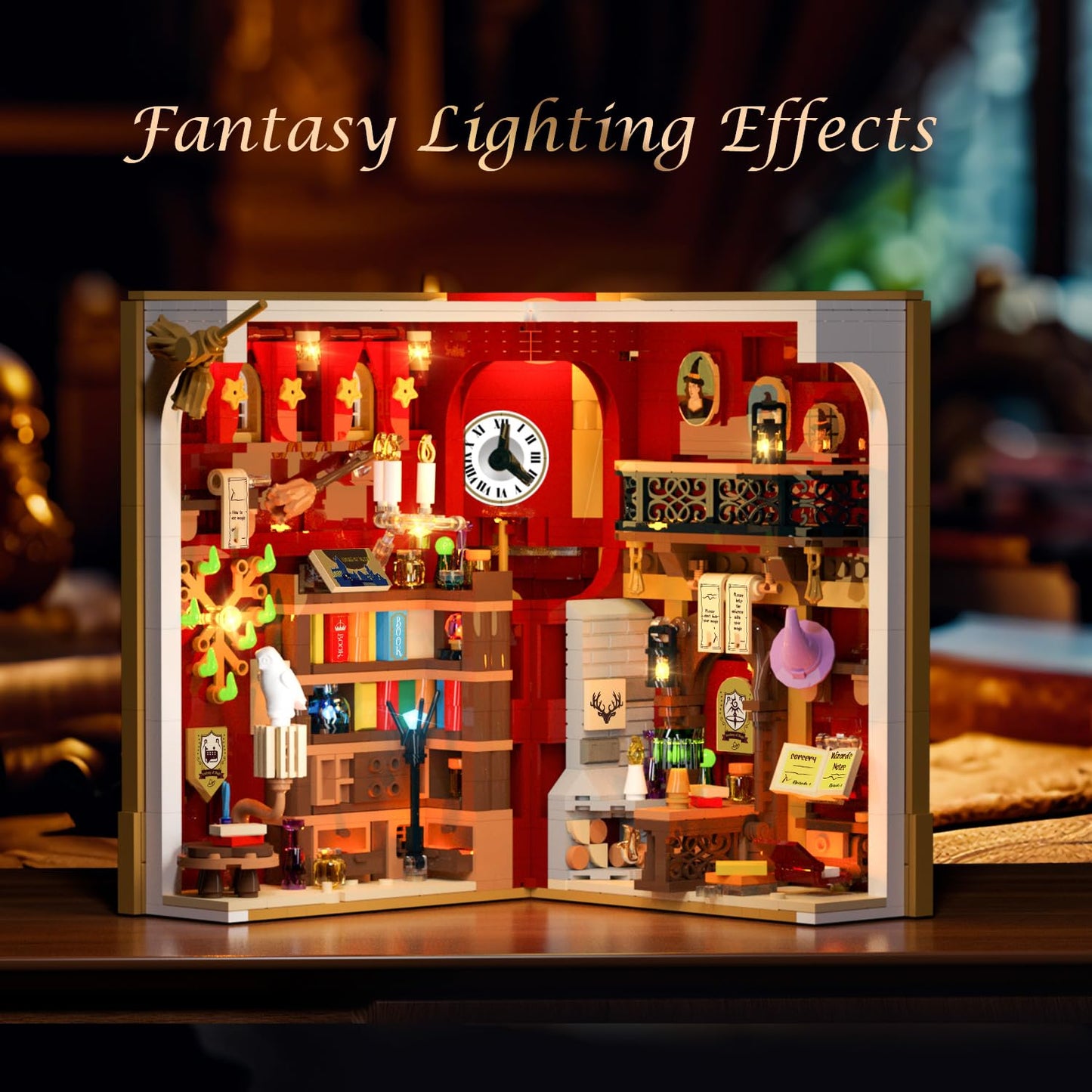 INSOON Magic Booknook Building Set with LED Light — 1015-Piece Miniature Bookend Kit