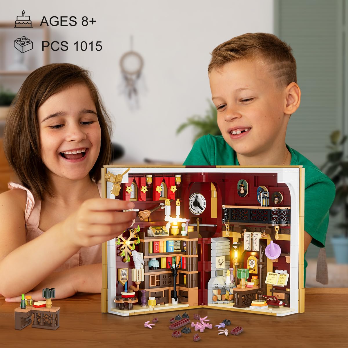 INSOON Magic Booknook Building Set with LED Light — 1015-Piece Miniature Bookend Kit