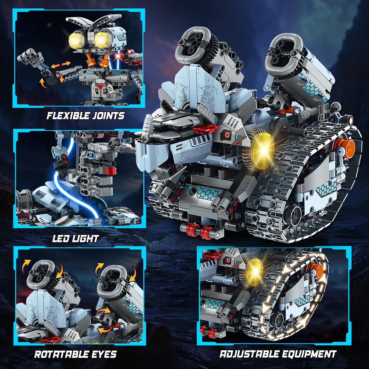 INSOON 5-in-1 Robot Building Toy with Lights – App & Remote, 795 PCS