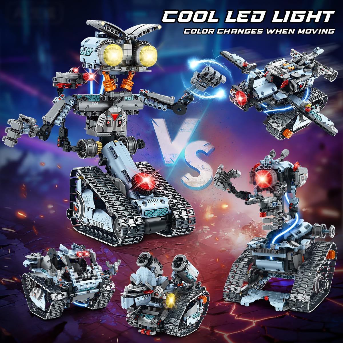 INSOON 5-in-1 Robot Building Toy with Lights – App & Remote, 795 PCS