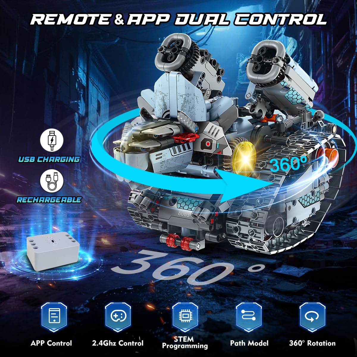 INSOON 5-in-1 Robot Building Toy with Lights – App & Remote, 795 PCS