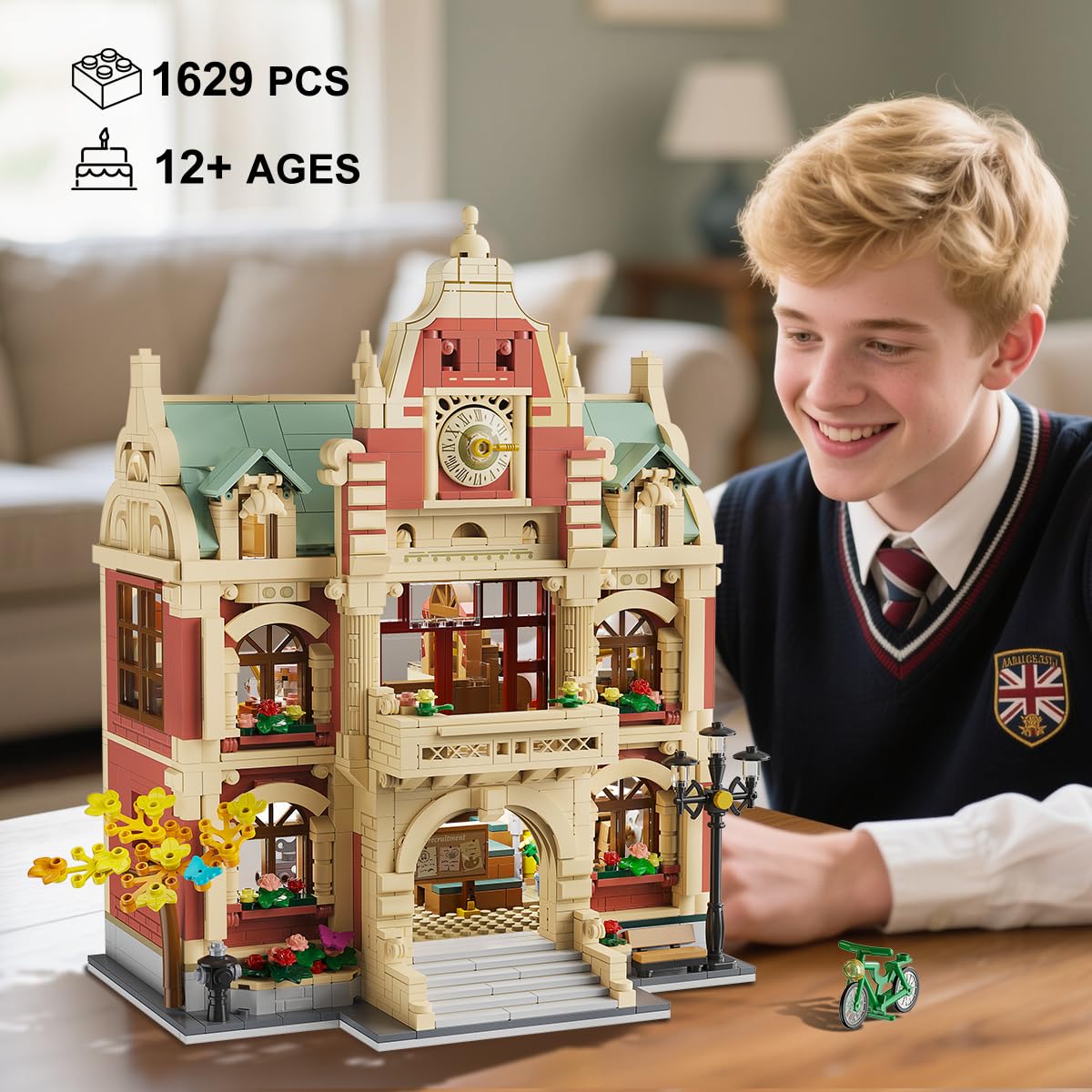 INSOON University Club House Building Set with Light — 1629-Piece City Campus Architecture Model