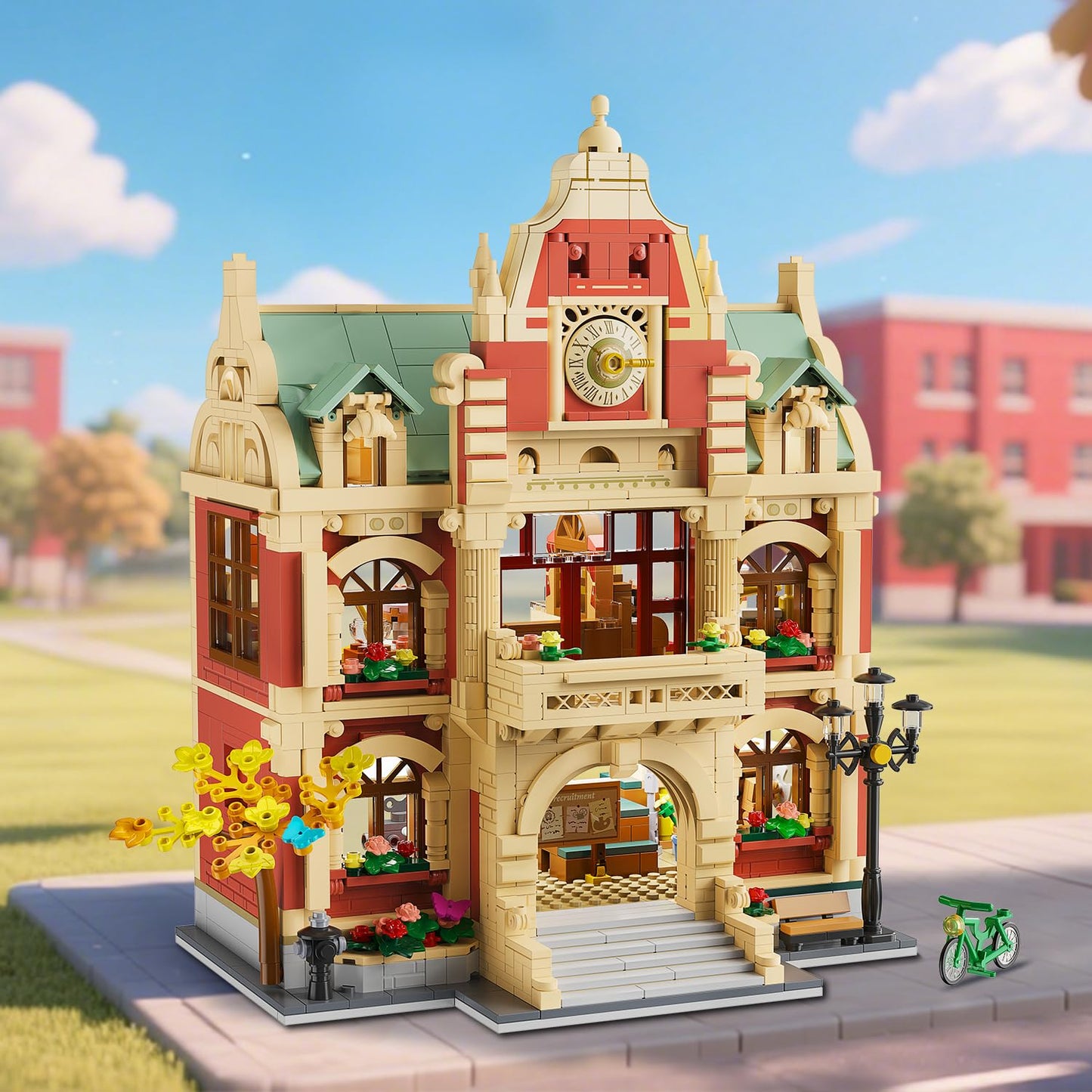 INSOON University Club House Building Set with Light — 1629-Piece City Campus Architecture Model