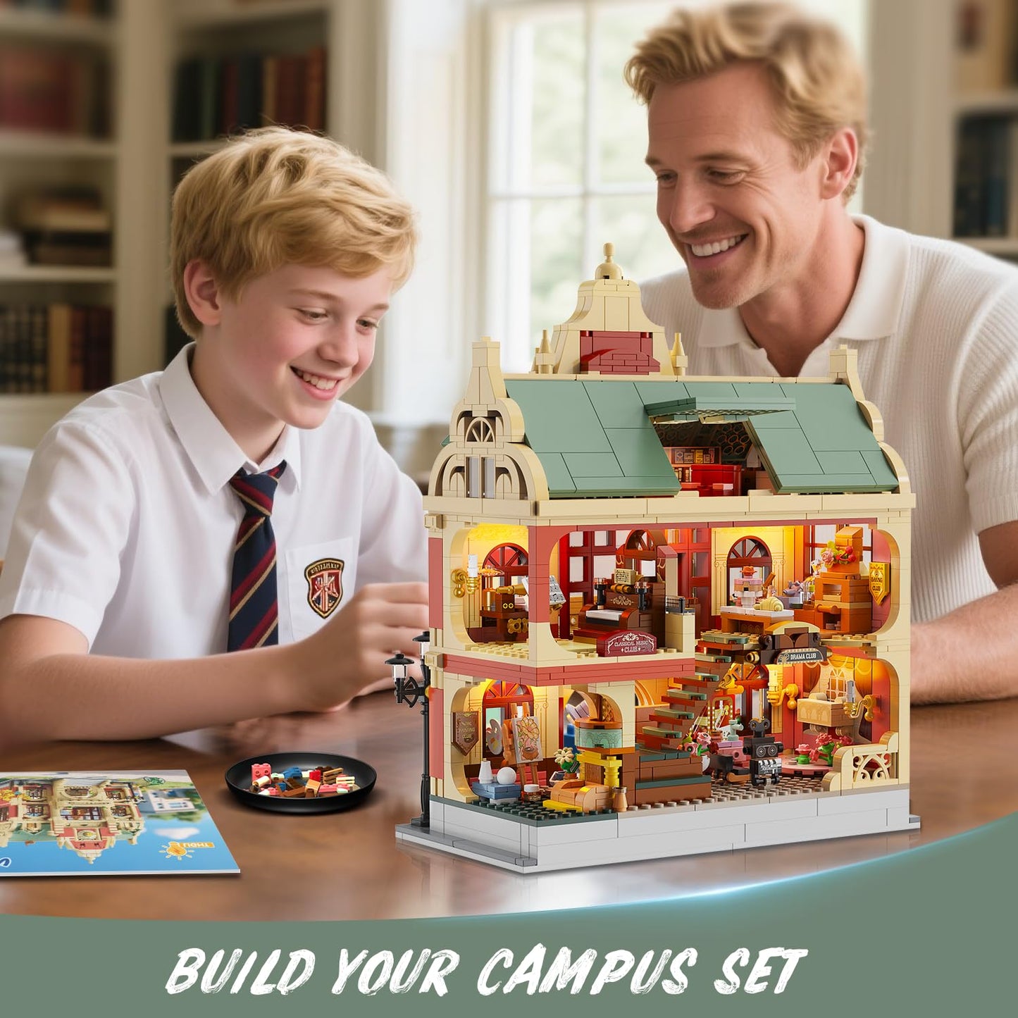 INSOON University Club House Building Set with Light — 1629-Piece City Campus Architecture Model
