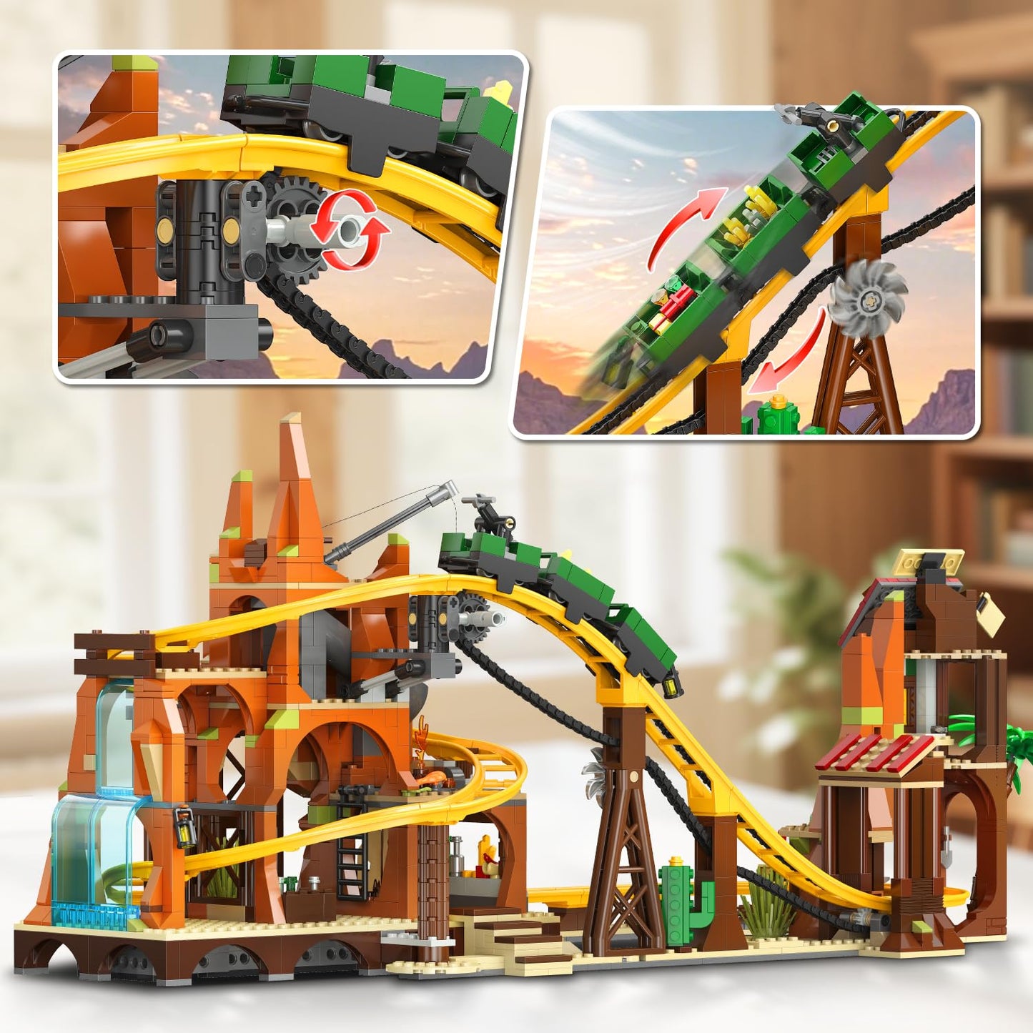 INSOON Western Roller Coaster Building Set — 1270-Piece Mine Train Kit for Adults, Teens & Kids