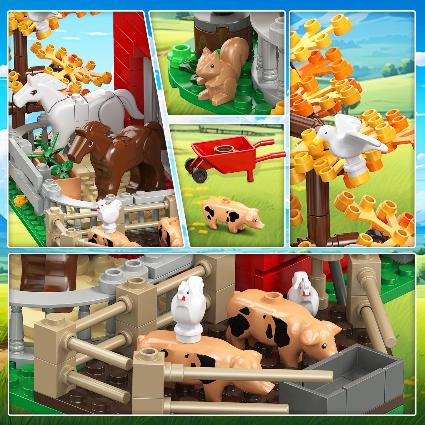 INSOON Western Farm Barn Building Set with Lights — 1419 PCS