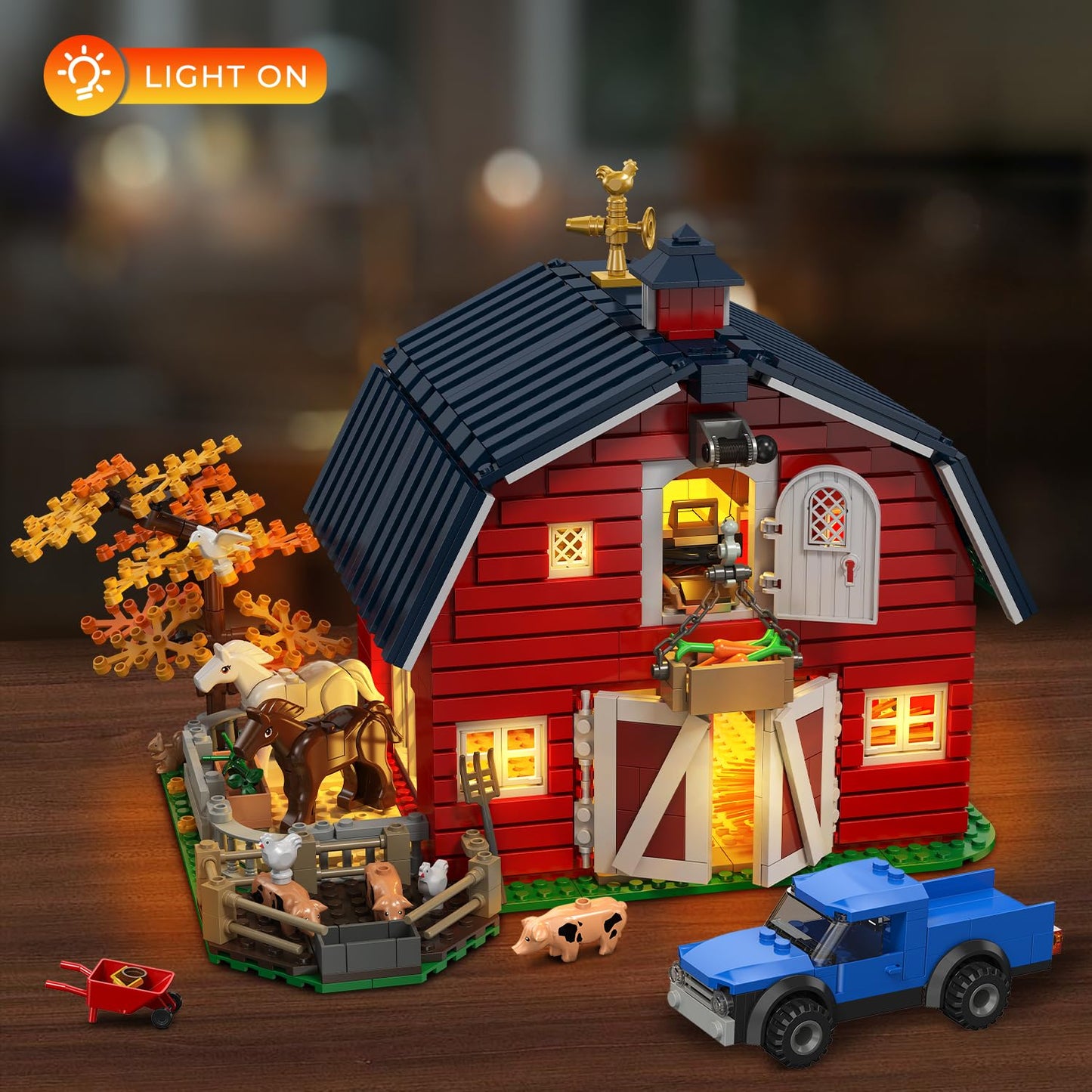 INSOON Western Farm Barn Building Set with Lights — 1419 PCS
