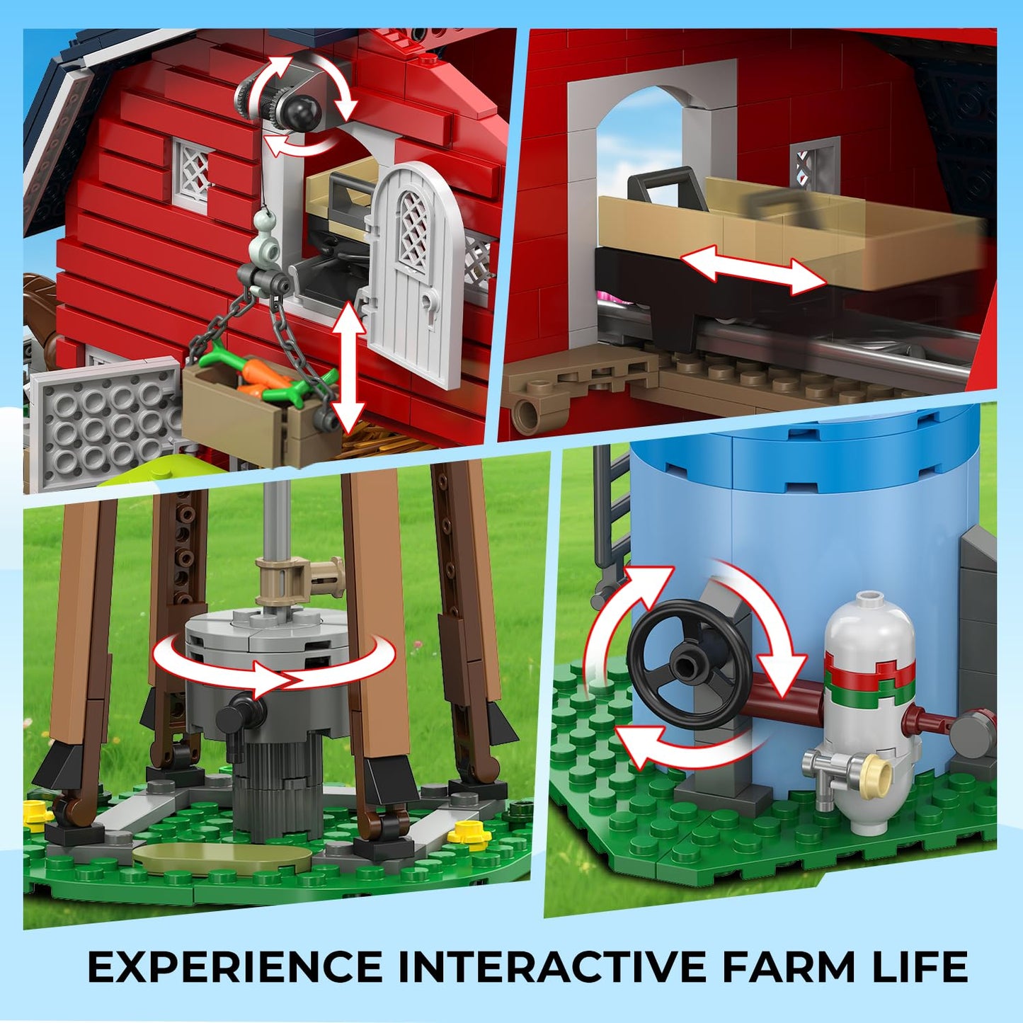 INSOON Western Farm Barn Building Set with Lights — 1419 PCS