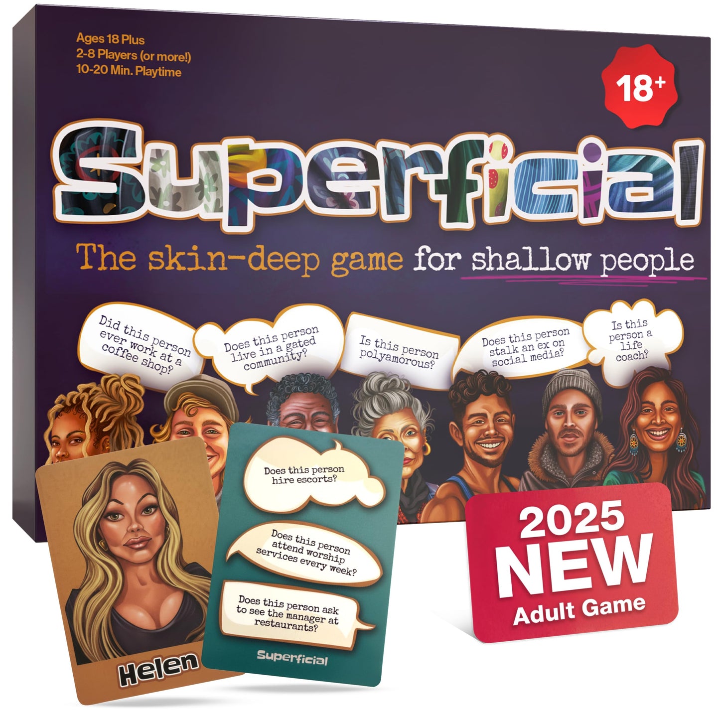 Inspiration Play Superficial – The Skin-Deep Adult Party Card Game for 18+, 2–10 Players