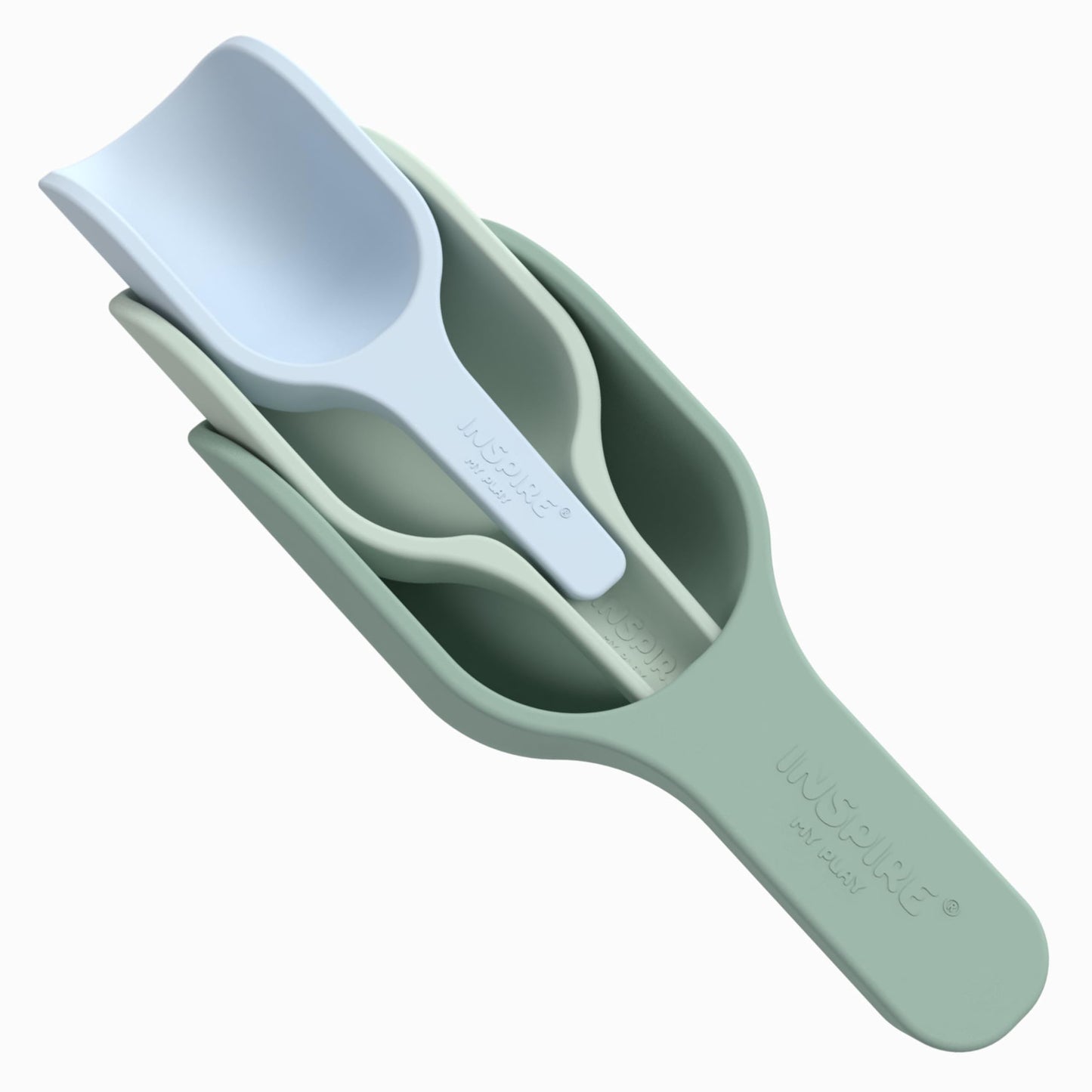 Inspire My Play - 3-Pack Silicone Nesting Scoops for Sensory Play & Montessori (Green)