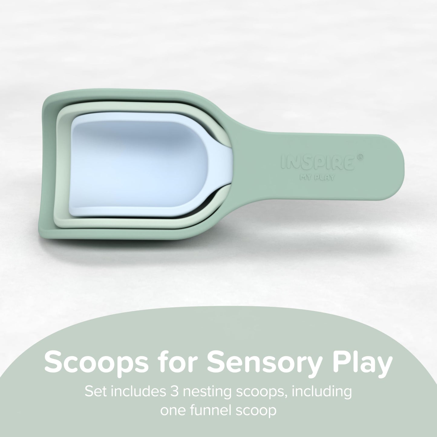Inspire My Play - 3-Pack Silicone Nesting Scoops for Sensory Play & Montessori (Green)