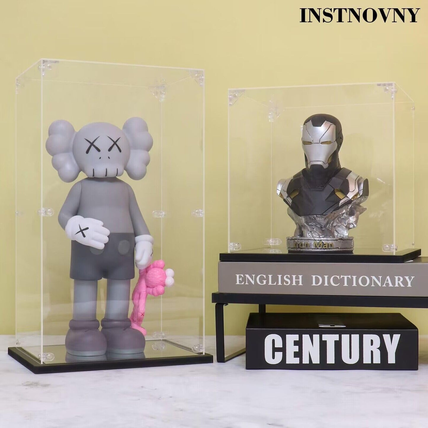 Instnovny Innovny Acrylic Display Case for Collectibles & Lego – Clear Dustproof Case, 13.8x9.8x5.9 in (Black)