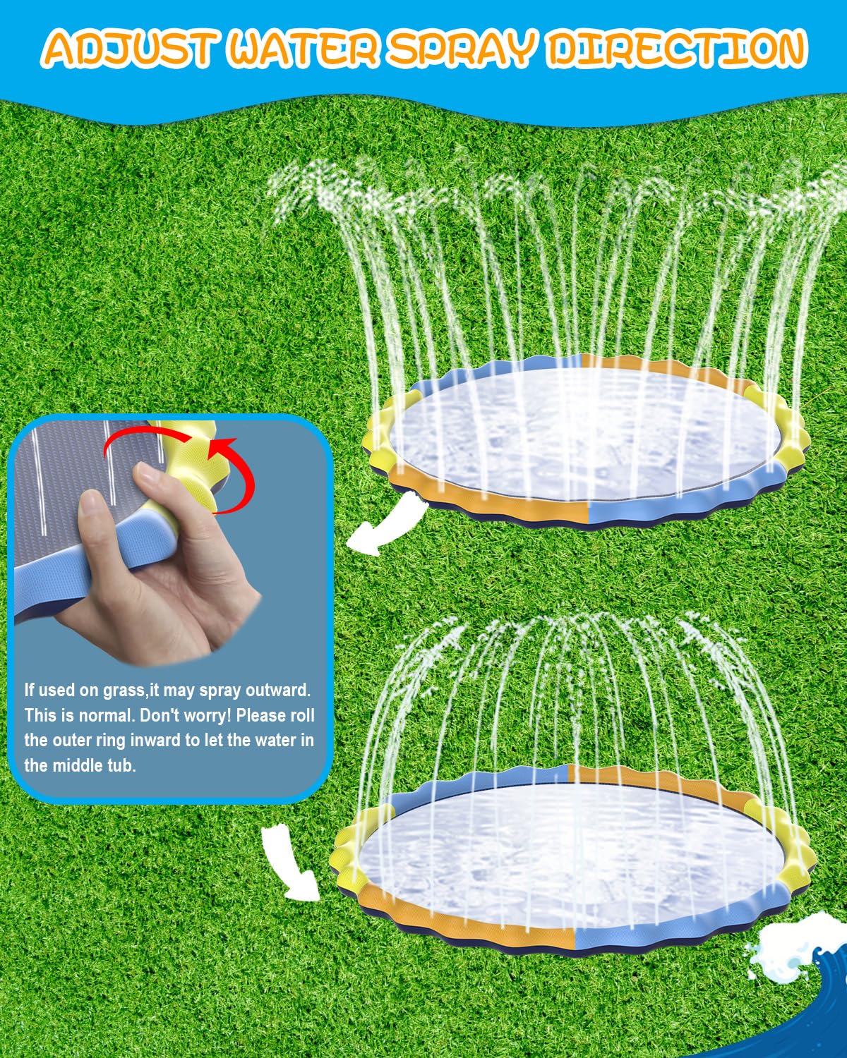 Instraella Splash Pad 120-Inch – Large Non-Slip Outdoor Water Play for Dogs & Kids